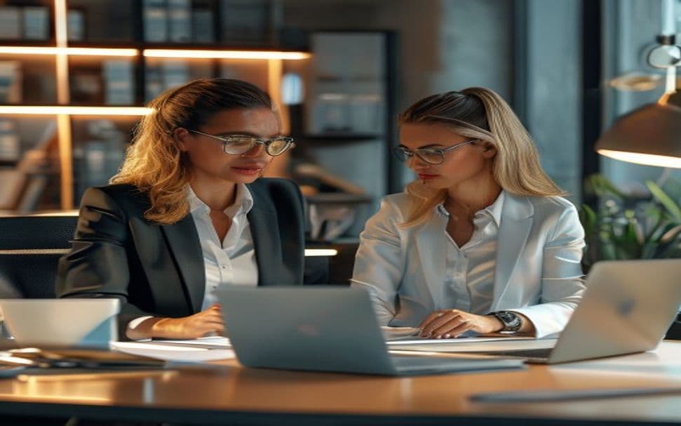 Two Royal Credit & Capital consultants reviewing financial documents