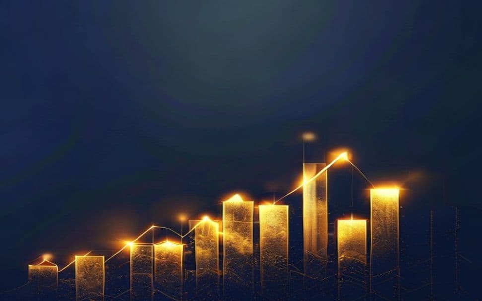 Gold growth chart representing rising credit and capital